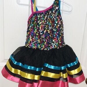 Colorful Sequin Kids Costume Dress